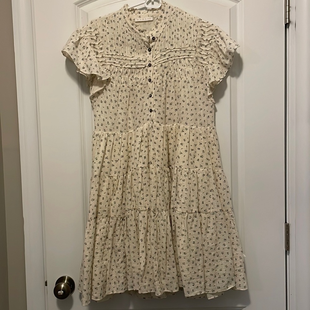 100% cotton lined ruffle sleeve Karlie floral dress